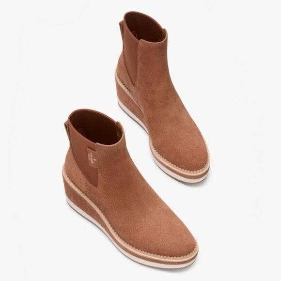 Kate Spade Addison Wedge Bootie in warm gingerbread suede size 8 NWB - Picture 3 of 10